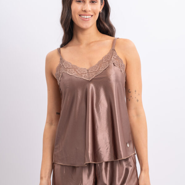 DOLCISIMA 1533L PIJAMA SATEN DE PUNTO Y PUNTILLA