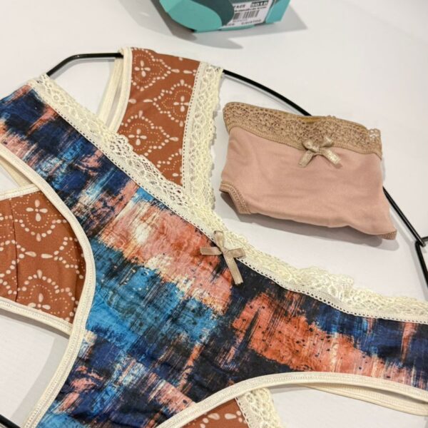 VINTAGE 5018 PACK X3 CULOTTELESS DE ALGODON Y LYCRA ESTAMPADA C/ PUNTILLA EN CINTURA TALLE UNICO