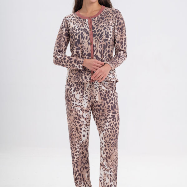 DOLCISIMA 1551 PIJAMA ABOTONADO ESTAMPADO Y CASACA ESCOTE U