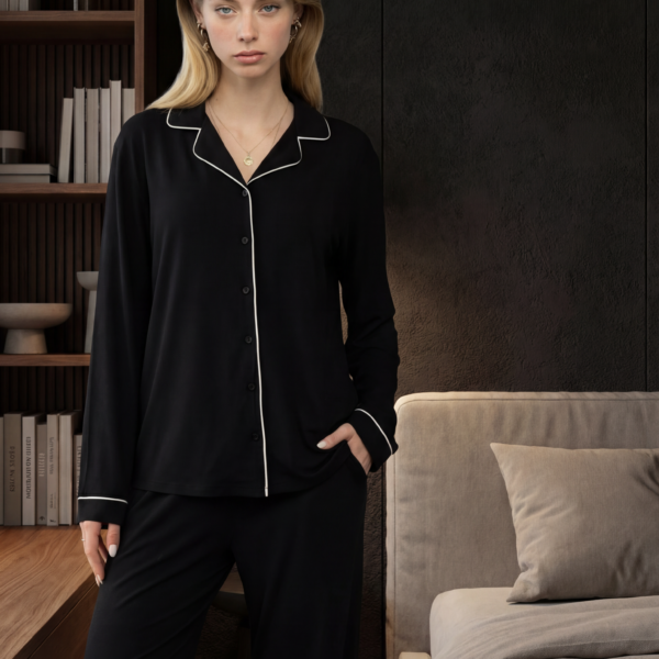 ANDRESSA P9081 PIJAMA MANGA LARGA ABOTONADO LISO