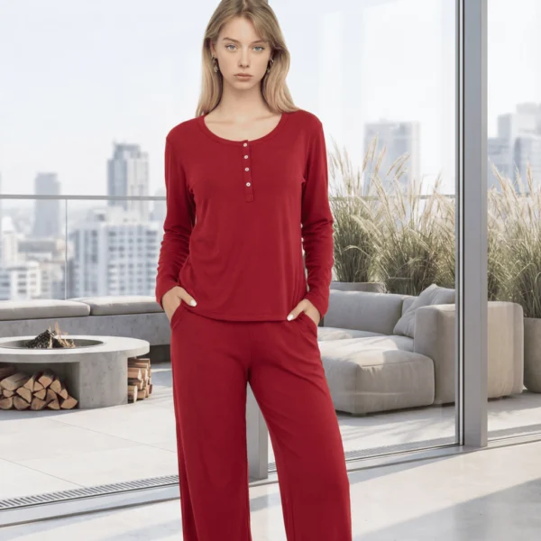 ANDRESSA P9076 PIJAMA MANGA LARGA CON PANTALON ANCHO DE MORLEY