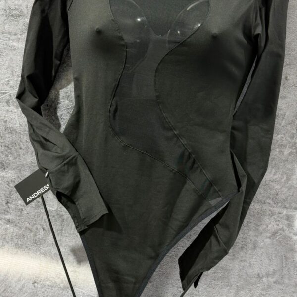 ANDRESSA L5823 BODY MANGA LARGA DE MICROFIBRA CON RECORTES DE ONDAS